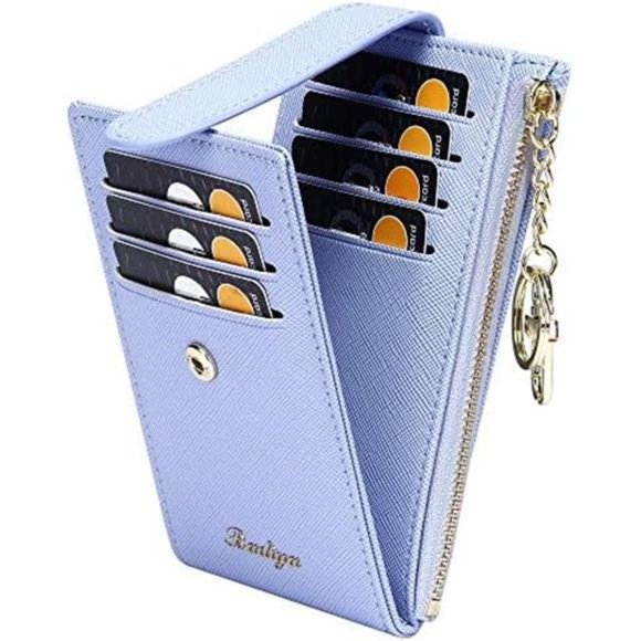 Handbags - RFID Card Holder Wallet for Women Slim Wallets M-Cross-Sky Blue & Key Chain